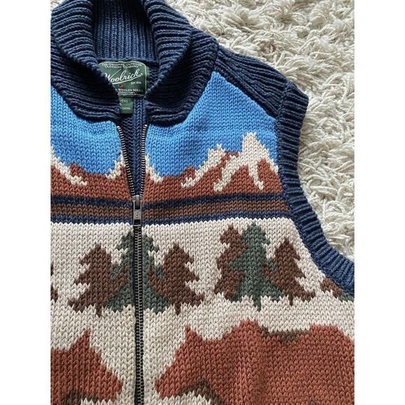 Woolrich Womens Zip Up Shawl Collar Sweater Yellowstone Here I Come Small Vest - Picture 2 of 14